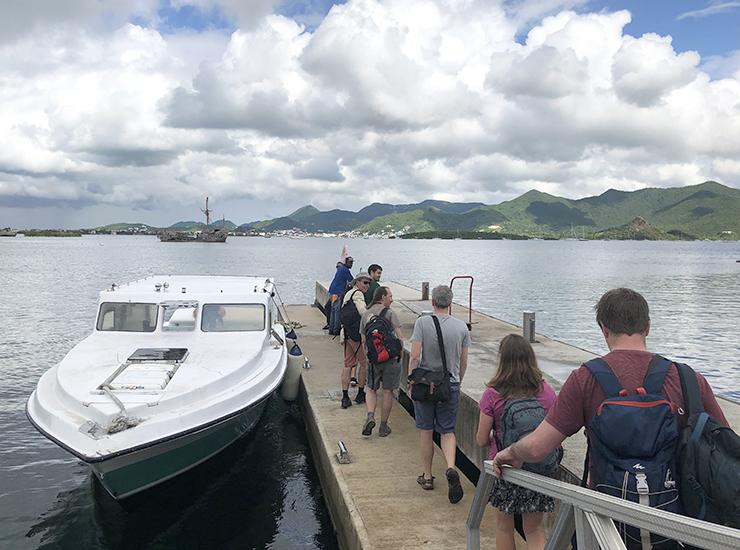 Boarding a small boat