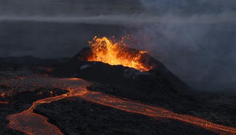 Erupting volcano Volcanic eruption, Iceland