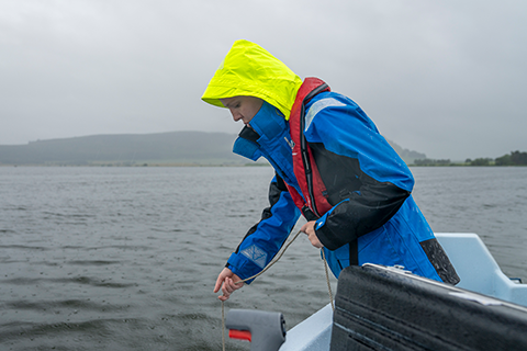 Alanna Grant takes samples from Loch Leven
